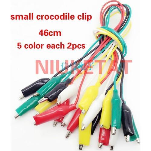 10pcs Alligator Clips Electrical DIY Test Leads Alligator Double-ended Crocodile Clips Test Jumper Wire 5 Colors each 2pcs 46cm