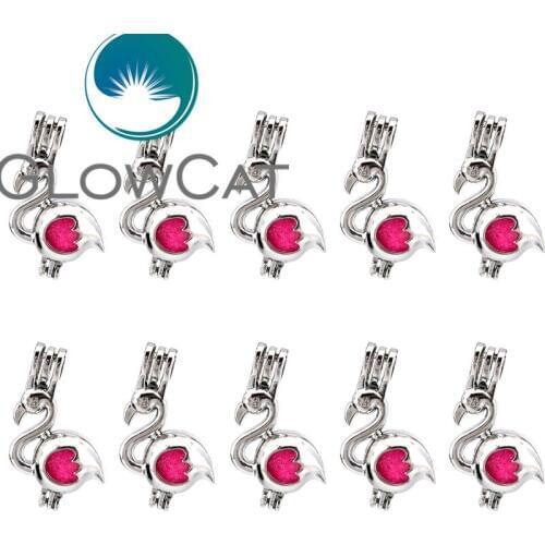 10x K655 SFlamingos Pearl Cage Beads Cage Essential Oil Diffuser Aromatherapy Locket Pendant Jewelry Supplies