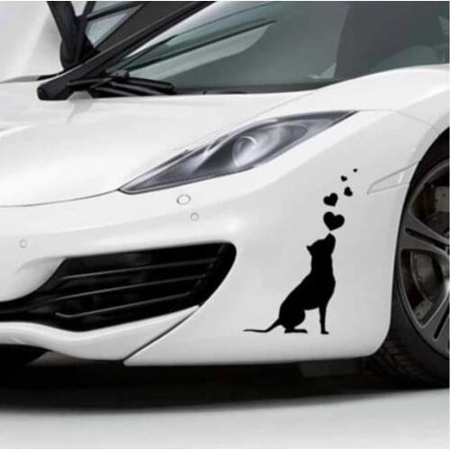11X20CM Vinyl Decal Dog Hearts Pet American Staffordshire Terrier Car Stickers Black/Silver