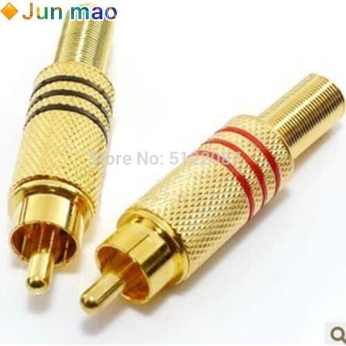4Pcs Gold Plated RCA Connector Plug Audio Male Connector With Spring Cable Protector