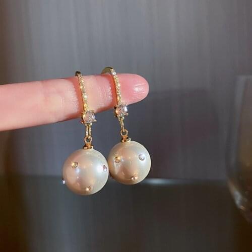 2021 Korean Fashion New Pearl Ear Hook Earrings Temperament Versatile Earrings Womens Jewelry