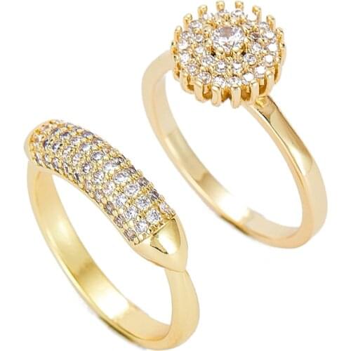 2021 May Finger Rings Women Round Crystal Caesar Ring Gold Color Ethnic Wedding Jewelry Ring