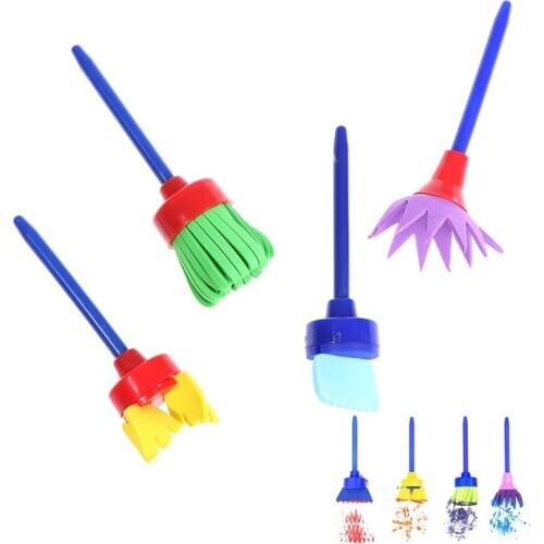 4Pcs/set DIY Sponge Drawing Paint Brushes Graffiti Toys Painting Creative Gift Toys for Children Stamps Toys