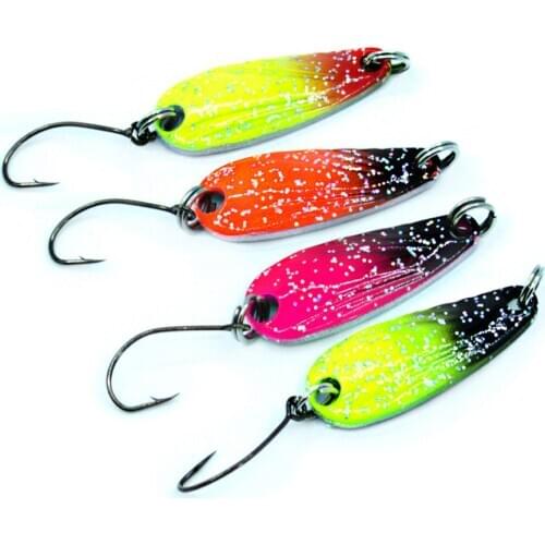 4pcs Mini Spoon Jig Trout Bass Winter Tackle Fishing Lure Set Metal Single Hook Spinnerbait Stream Artificial Bait Hard Wobbler