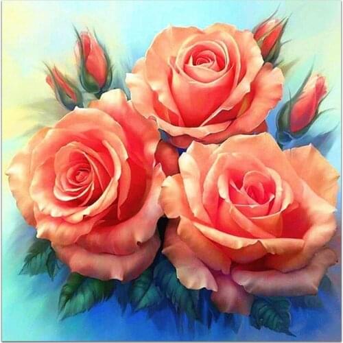 5D DIY Diamond Painting Flowers Rose Cross Stitch Kit Full Drill Diamond Embroidery Mosaic Art Picture of Rhinestone Home Decor