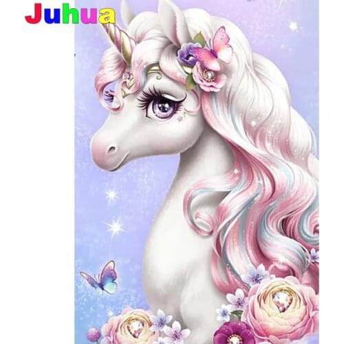 5D Diy Diamond Embroidery Fantasy Cartoon Unicorn Diamond Embroidery cartoon Full drill animal tale Diamond Mosaic Home Decor