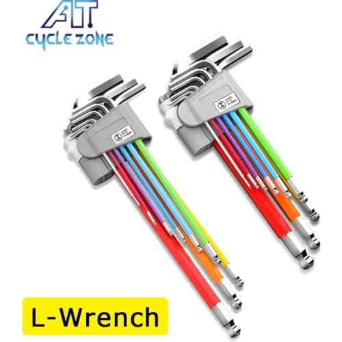 9pcs Color Bike Repair Tools L-wrench Bicycle Inner Hexagon Tool Hex Key Wrench Set 1.5/2/2.5/3/4/5/6/8/10mm Ball-ended Kit