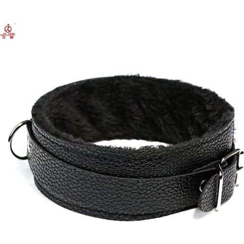 Jiuai Cosplay Accessories Soft Fur Leather Sexy Neck Collar SM BDSM Bondage Products For Couples Gameses Games