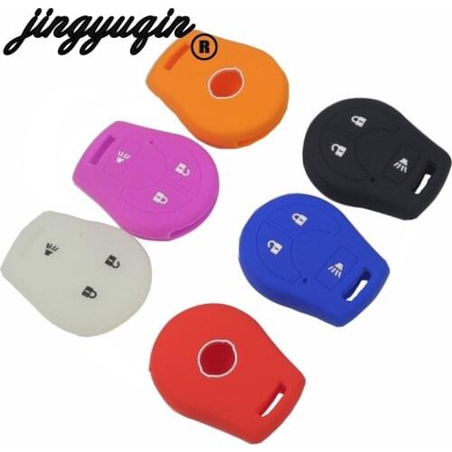 Jingyuqin Silicone Car Key Cover Case For Nissan March Tiida Altima Armada Cube Juke Maxima Pathfinder Rogue Sentra Versa micra