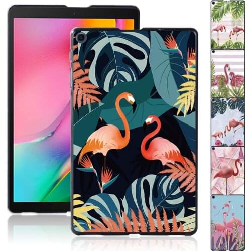 Case for Samsung Galaxy Tab A 10.1 2019 T510/T515 Flamingo Pattern Plastic Slim Tablet Hard Protective Back Cover + Free Stylus