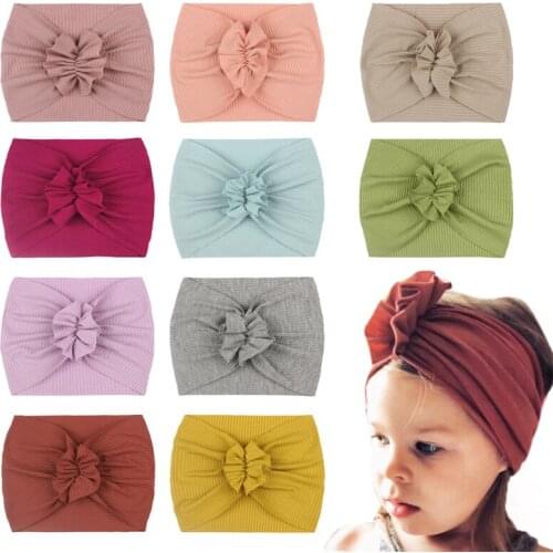 Children Hairband Kid Stretch Solid Color Wide Knotted Turban Toddler Hair Accessory Girl Baby Hair Band Newborn Soft Headband