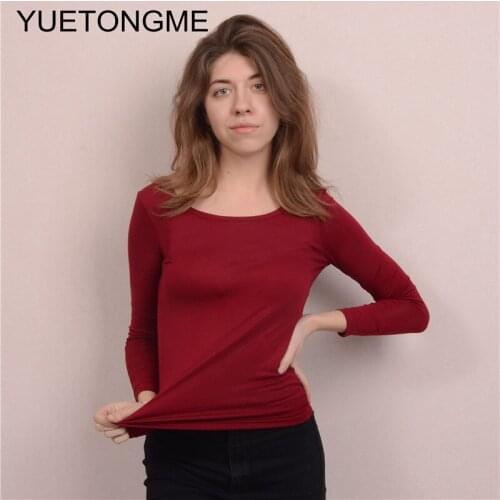 Women Slim Shirt Elastic Tops Long Sleeve T-Shirt Female Autumn Tops and Tees Short Casual Black T-shirt BT051