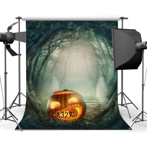 Photography Backdrops Halloween Horror Night Mysterious Forest Scene Pumpkin Seamless Masquerade Portraits Background