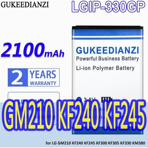 GUKEEDIANZI High Capacity Battery LGIP-330GP 2100mAh for LG GM210 KF240 KF245 KF300 KF305 KF330 KM380 Bateria