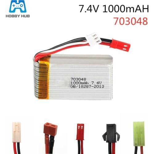 Hobby Hub 7.4V 1000mah 25c 2s Lipo Battery For MJXRC X600 Lipo Battery 7.4 v 1000 mah 703048 remote control toys battery