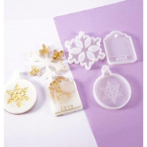 Crystal Snowflake Silicone Mold DIY Craft Snowflake Ornament Making 3 types Clay Plaster Cement Mould Tool For Christmas Decor