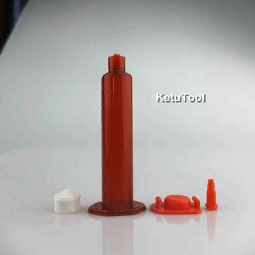 50pcs/lot 10cc Amber Air Dispense Syringe Barrel 4-piece(barrel+piston+tip cap+end cap), glue cartridges, liquid dispenser