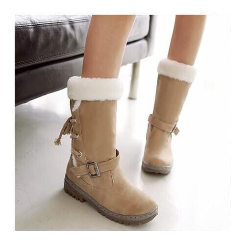 Boots Classics Mid Calf Boots Patform Lace Up Warm Snow Boots Winter Female Shoes Size Botas Mujer dfv67