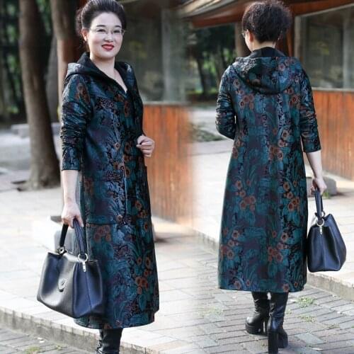 Leather velvet jacket fashion womens 2021 spring autumn new single-breasted mid-length hooded windbreaker coat s629