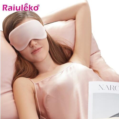 Raiuleko 100% Pure Silk Sleeping Eye Mask Supple Eye Shade Portable Travel Eyepatch Breathable Smooth Upscale Shading Sleep Mask