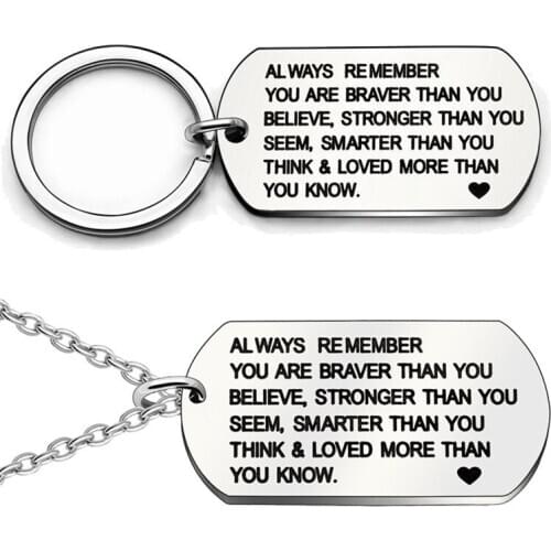Fashion Key Chain Always Remember You Are Braver Than You Believe Custom Jewelry Cancer Awareness Stronger Inspirational Gift