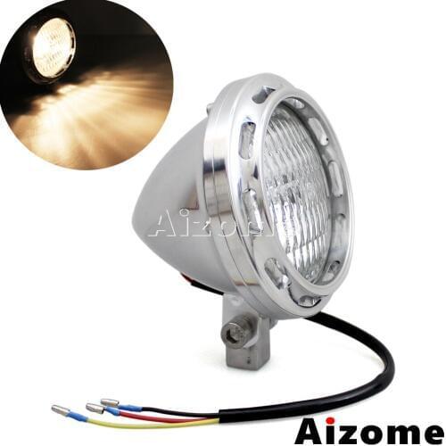 Motorcycle Custom Headlight Retro Style Headlight 4" For Harley Softail Cafe Racer Bobber Polished Headlamp Hi-low Beam