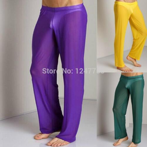 Mens Soft Mesh Long Pants Homewear Sleep Bottoms Underwear