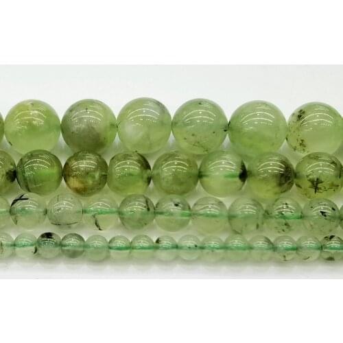 Natural Green Prehnites Round Stone Beads For Jewelry Making DIY Bracelet Necklace 4 6 8 10mm