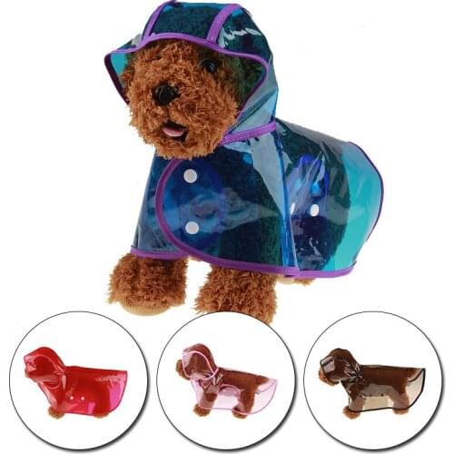 Puppy Pet Raincoat Hooded Waterproof Jacket Clothes Pet Transparent Rain Coat For Cat Dog Animal Cartoon Rainwear Accessories