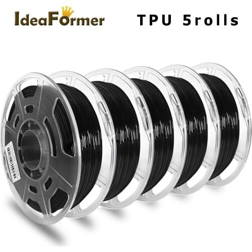Ideaformer 3D Printer TPU Filament 5Rolls 0.8kg/Rolls Flexible 1.75mm Filament Printer Filament Dimensional Accuracy +/-0.02mm