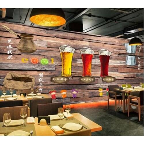 Papel de parede Retro milk cover coffee snack bar European and American fashion milk tea 3d wallpaper,beer house kitchen mural