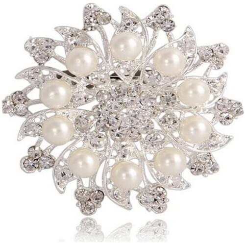 Wholesale Flower Pearl Jewelry Cheap Bridal Crystal Rhinestone Brooch For Wedding Cards