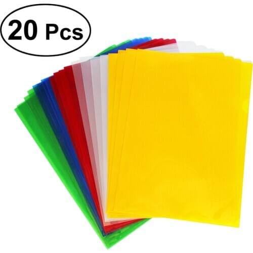 20PCS A4 Transparent Stationery File Folder Type Folder Document Expanding Wallet - Random Color
