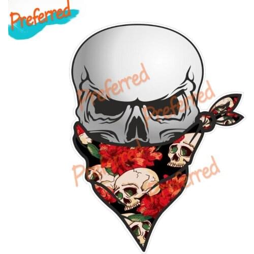 The Personalized 3D GOTHIC BIKER Pirate SKULL with Face Bandana&Sugar Skull Pattern Motif External Bike Motocross Car Sticker