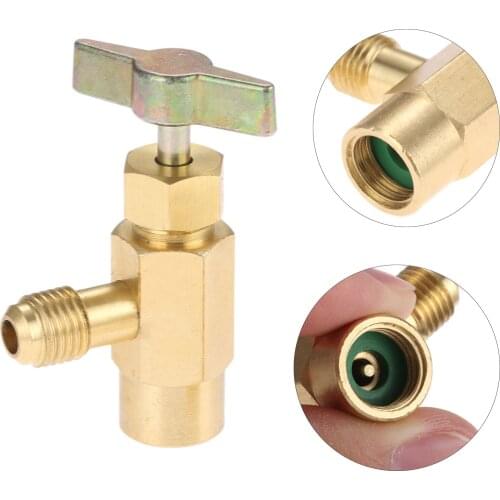 R1234YF AC Refrigerant Can Bottle Tap Opener Valve Tool For Self-Sealing Valve Cans 1/4 SAE 1/2" ACME Female For Car Accessories