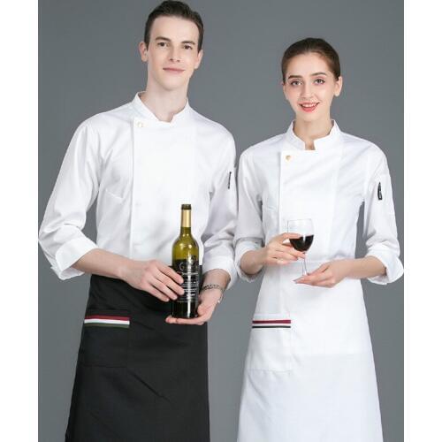 Chefs Work Clothes Mens Long Sleeves Women Hotel Western Restaurant Kitchen Barbecue Cafeteria Uniform Breathable Jacket H2066