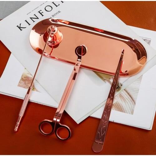 Luxury 3PCS Gold Stainless Steel Candle Wick Trimmer Aromatherapy Extinguisher Candle Tool Home Decoration Accessories