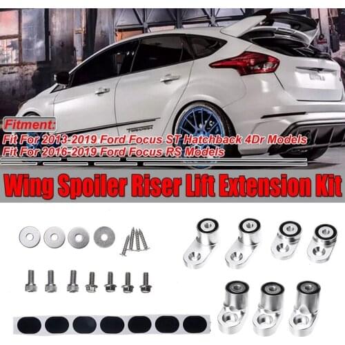 Silver Car Rear Trunk Spoiler Wing Riser Lift Extension Kit for Ford Focus ST Hatchback 4Dr 2013-2019 -RS 2016-2019