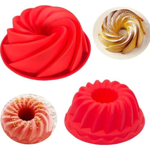 Silicone Red Baking Molds Cake Pan Grade Fluted Round Cupcake Silicone Mold Baking Tools DIY Wedding Party Silicon Cake Mold