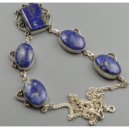 Sodalite Necklace Silver Overlay over Copper, 48 cm, N4505