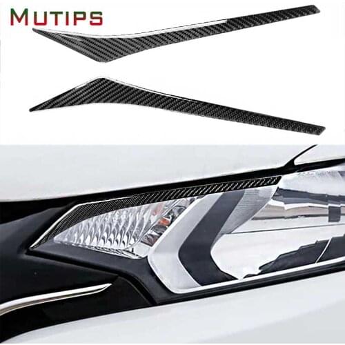 Car styling Headlight Carbon Fiber Head Lamp Eyebrow Decorative Cover Sticker Trim Interior For Honda Jazz Fit 2014 2015 2016