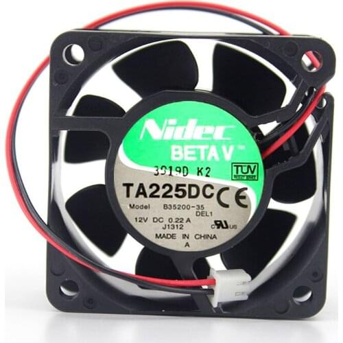 NIDEC 6025 DC 12V 0.22A 6cm TA225DC B35200-35 2-lines PWM temperature control Cooling fan