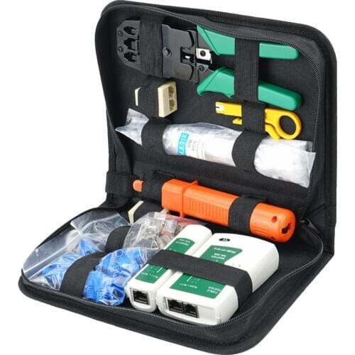 10Pcs 3-purpose Network Cable Tester Connector Stripping Crimp Plier Tools Set Network Repair Tool Set Networking S45C Steel