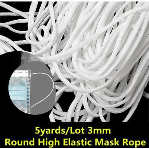 5yards/Lot 3mm/5mm High Elastic Mask Rope Sewing Elastic Band Spandex Round Elastic Oil Core Rope DIY Mask Making