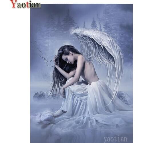 5D DIY Diamond Painting Angel Woman Sow Scene Diamond Embroidery Pictures Of Rhinestones Mosaic Handmade Gift Decoration 2021