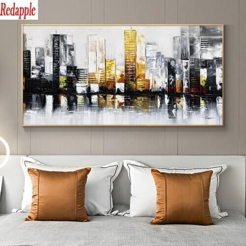 Abstract Landscape 5D Diamond Painting city building Full Square round Drill Diamond Mosaic Cross Stitch large Home Decoration