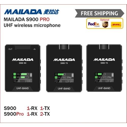 Mailada S900 Pro UHF Wireless Microphone TX RX For DSLR Smartphone Vlog Interview IPhone Android PK Rode Comica Saramonic BOYA