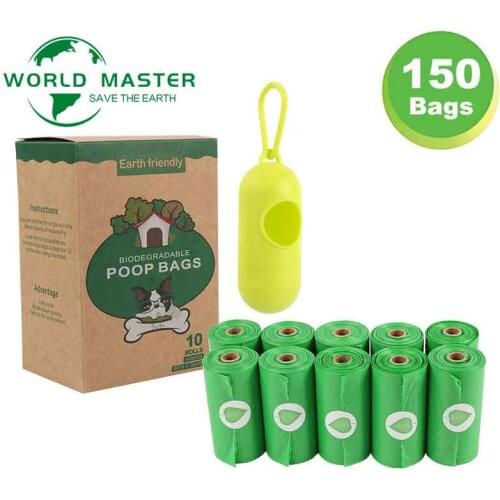World Master Biodegradable Dog Poop Bags Corn Starch Earth Friendly Waste Bag For Dogs 300 Counts Pooper Bags
