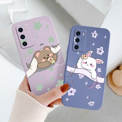 Animal For Huawei P40 P30 P20 Pro Lite Case Bear Soft Cover Huawei Mate 40 30 20 Pro Lite P Smart 2021 Y7A Cute Phone Case