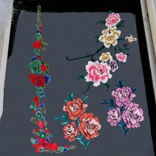 Long Flower Embroidery Applique Patches Sew on Pacthes Lace Fabric Motif Clothes Decorated DIY Sewing Supplies P190